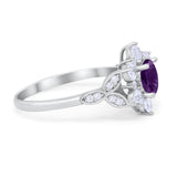 Flower Trillium Round Natural Stone Ring