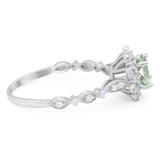 Art Deco Round Natural Stone Flower Ring