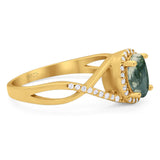 Art Deco Oval Natural Stone Infinity Ring