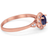 Art Deco Round Natural Stone Flower Ring