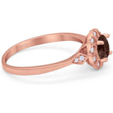 Art Deco Round Natural Stone Flower Ring