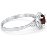 Art Deco Round Natural Stone Flower Ring