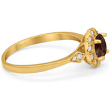 Art Deco Round Natural Stone Flower Ring