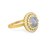 Vintage Style Round Natural Stone Cocktail Ring