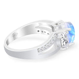 Art Deco Oval Natural Stone Trio Ring