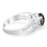 Art Deco Oval Natural Stone Trio Ring