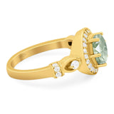 Art Deco Round Natural Stone Wedding Ring