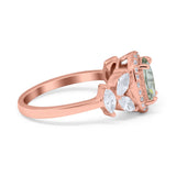 Oval Natural Stone Halo Ring