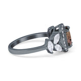 Oval Natural Stone Halo Ring