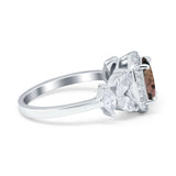 Oval Natural Stone Halo Ring