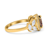 Oval Natural Stone Halo Ring