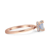 Art Deco Round Natural Stone Solitaire Ring