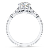 10K Gold IGI Certified Round 3 Carat Lab Grown Diamond Art Deco Split Shank Floral Ring