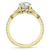 10K Gold IGI Certified Round 3 Carat Lab Grown Diamond Art Deco Split Shank Floral Ring