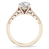 10K Gold IGI Certified Round 1 Carat Lab Grown Diamond Leaf Solitaire Ring