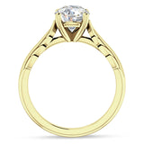 10K Gold IGI Certified Round 1 Carat Lab Grown Diamond Leaf Solitaire Ring