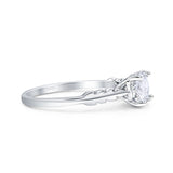 Art Deco Round Natural Stone Solitaire Ring