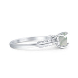 Art Deco Round Natural Stone Solitaire Ring