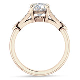14K Gold IGI Certified Round 2 Carat Lab Grown Diamond Art Deco Beaded Ring