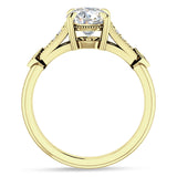 14K Gold IGI Certified Round 2 Carat Lab Grown Diamond Art Deco Beaded Ring