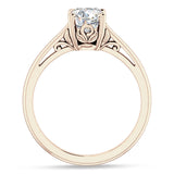 10K Gold IGI Certified Round 1 Carat Lab Grown Diamond Art Deco Solitaire Ring