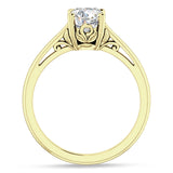 14K Gold IGI Certified Round 2 Carat Lab Grown Diamond Art Deco Solitaire Ring