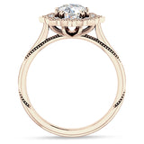 10K Gold IGI Certified Round 1 Carat Lab Grown Diamond Art Deco Floral Ring