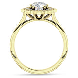 14K Gold IGI Certified Round 3 Carat Lab Grown Diamond Art Deco Floral Ring