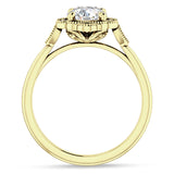14K Gold IGI Certified Round 1 Carat Lab Grown Diamond Art Deco Floral Beaded Ring
