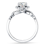 18K Gold IGI Certified Round 2 Carat Lab Grown Diamond Art Deco Twisted Halo Ring