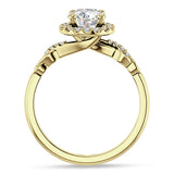 18K Gold IGI Certified Round 2 Carat Lab Grown Diamond Art Deco Twisted Halo Ring