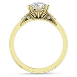 18K Gold IGI Certified Round 3 Carat Lab Grown Diamond Art Deco Marquise Style Ring