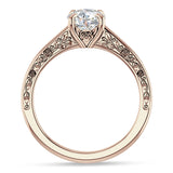 14K Gold IGI Certified Round 3 Carat Lab Grown Diamond Flower Leaf Solitaire Ring
