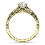 10K Gold IGI Certified Round 3 Carat Lab Grown Diamond Flower Leaf Solitaire Ring