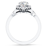 18K Gold IGI Certified Round 2 Carat Lab Grown Diamond Art Deco Heart Halo Ring