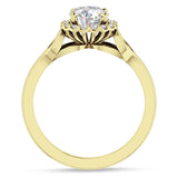 IGI Certified Round 2 Carat Lab Grown Diamond Art Deco Heart Halo Ring