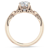 10K Gold IGI Certified Round 2 Carat Lab Grown Diamond Art Deco Split Shank Beaded Ring