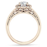 10K Gold IGI Certified Round 3 Carat Lab Grown Diamond Art Deco Halo Filigree Ring