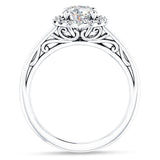 14K Gold IGI Certified Round 3 Carat Lab Grown Diamond Art Deco Halo Filigree Ring