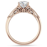 10K Gold IGI Certified Round 1 Carat Lab Grown Diamond Art Deco Beaded Filigree Solitaire Ring