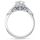 14K Gold IGI Certified Round 1 Carat Lab Grown Diamond Art Deco Beaded Filigree Solitaire Ring