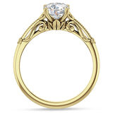 18K Gold IGI Certified Round 3 Carat Lab Grown Diamond Art Deco Beaded Filigree Solitaire Ring