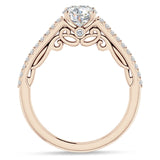 14K Gold IGI Certified Round 2 Carat Lab Grown Diamond Art Deco Cluster Filigree Ring