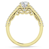 18K Gold IGI Certified Round 2 Carat Lab Grown Diamond Art Deco Cluster Filigree Ring