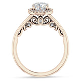 IGI Certified Round 3 Carat Lab Grown Diamond Art Deco Filigree Cluster Halo Ring