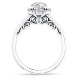 18K Gold IGI Certified Round 3 Carat Lab Grown Diamond Art Deco Filigree Cluster Halo Ring