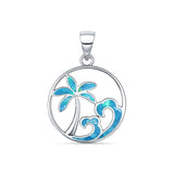 Palm Tree Wave Pendant Necklace
