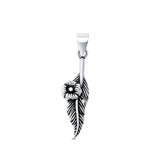  Feather & Flower Pendant Necklace