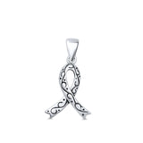  Breast Cancer Ribbon Pendant Necklace
