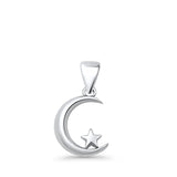  Crescent Moon & Star Pendant Necklace